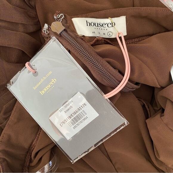 House of CB NWTs Isolde Chocolate Layered Mesh Trousers Pants size Large - Picture 8 of 9